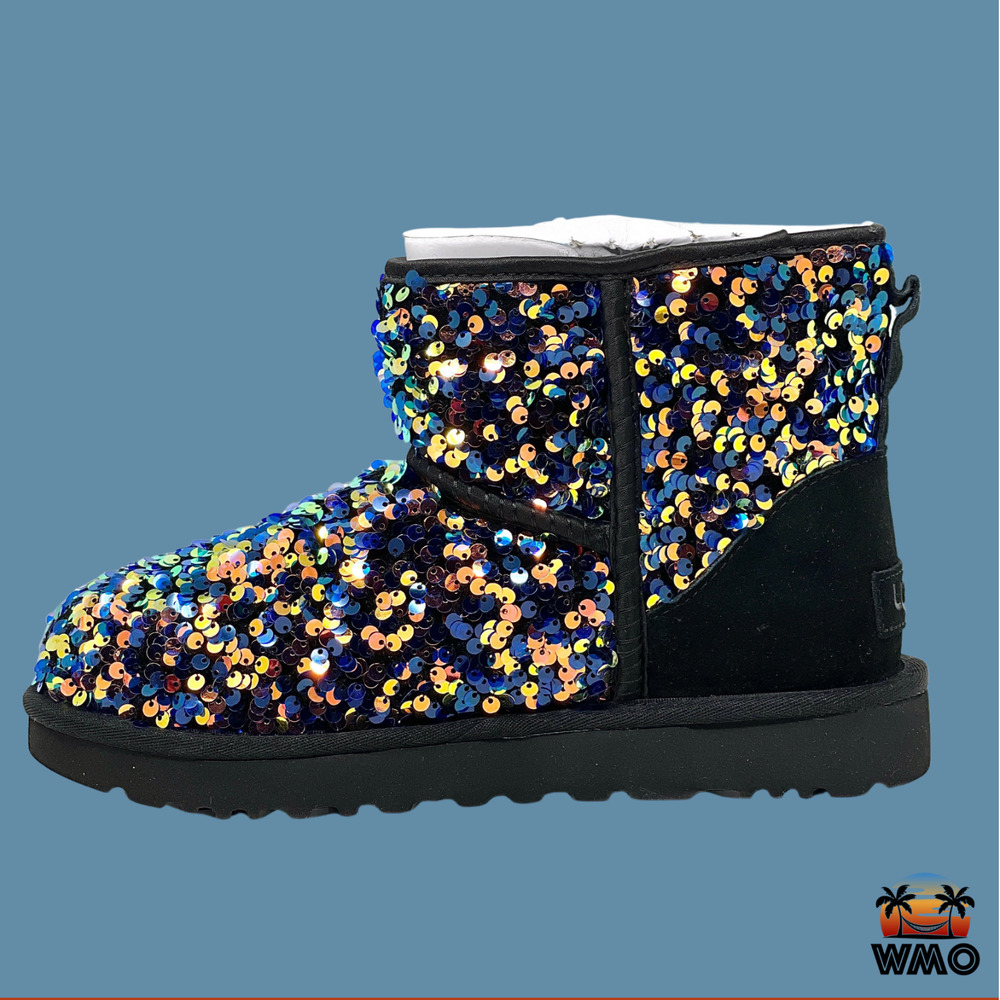 UGG CLASSIC MINI STELLAR SEQUIN BLACK